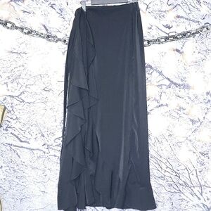 FAUX SKIRT FORMAL PANTS XXL Black Wrap Dressy Wedding Guest Prom Satin Travel